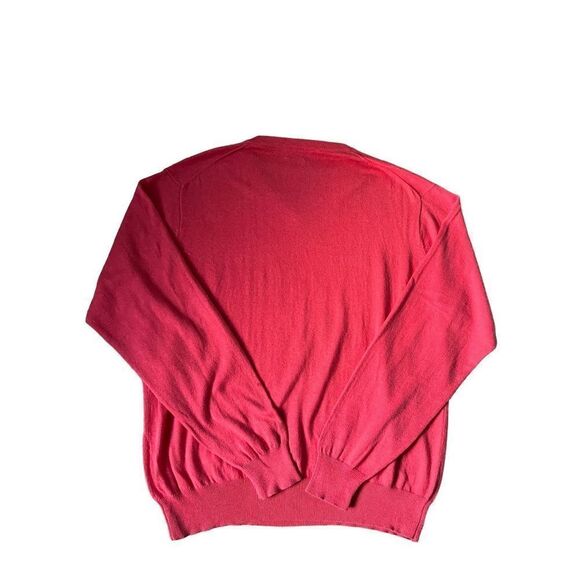 Peter Millar Coral Red V-neck Pullover size L Cotton Cashmere Blend - Picture 2 of 9